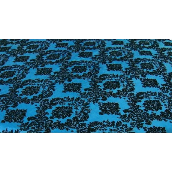 15 Pack Flocked Taffeta Damask 12" x 108" Top Table Runner 16 COLORS Wedding", (Color: Turquoise / Black)