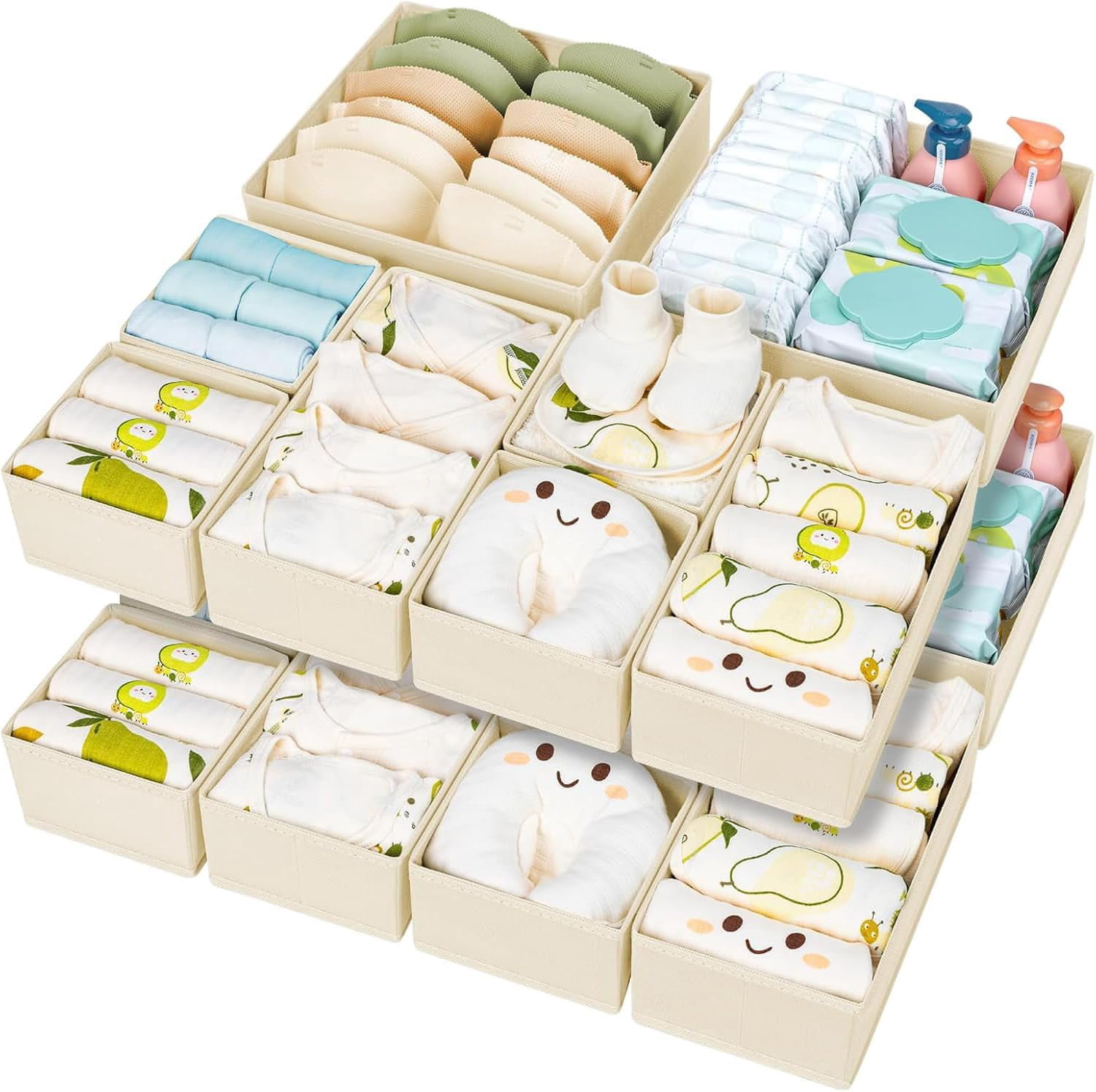 15 Pack Foldable Drawer Organizers for Baby Clothes Nursery Storage ...