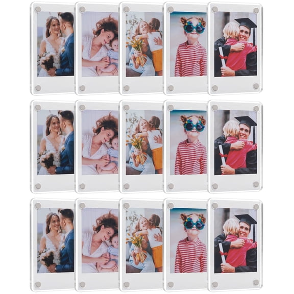 15 Pack Fridge Magnetic Frame For Polaroid 2.36x3.54 In Mini Picture Frames Fujifilm Instax Double Sided Photo Refrigerator Clear Display