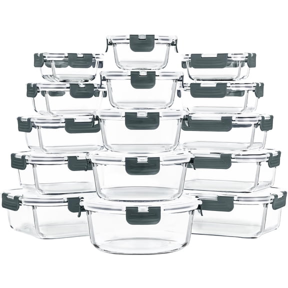 15 Pack Glass Food Storage Containers With Lids Airtight Meal Prep Lunch For Microwave Oven Freezer And Dishwasher Safe