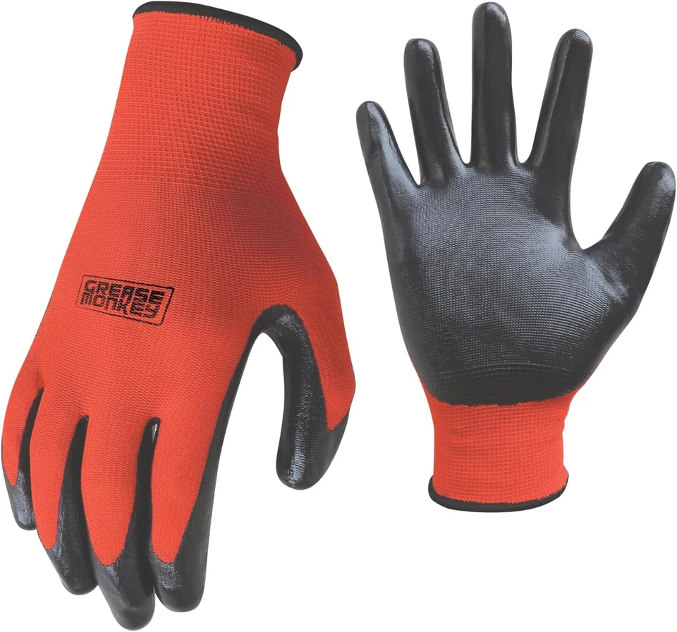 15 Pack Grease Monkey Nitrile Coated Work Gloves Maximum Protection Dexterity