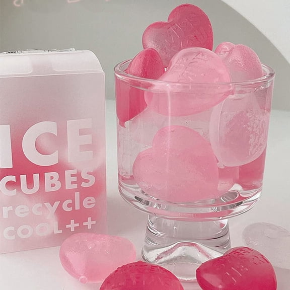 15-Pack Heart-Shaped Reusable Ice Cubes, Non-Melting Plastic Ice Blocks for Drinks, Wine, and Coffee Washable, BPA-Free, with Storage Box, Cute and Practical