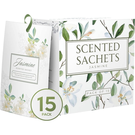 15 Pack Jasmine Sachets for Drawers and Closets, Scented Sachets for Drawers, Closet Freshener Sachet for Drawers to Refresh Any Space, Jasmine Sachet Bags, Scented Drawer Fresheners