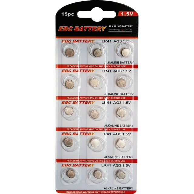 15 Pack LR41 AG3 Batteries EBC Alkaline 1.5 Volt Non Rechargeable Batteries Digital Thermometer