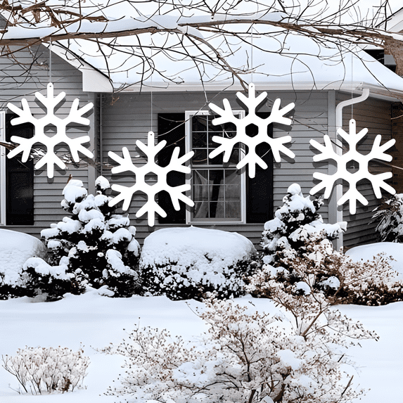 15-Pack Large Outdoor Hanging Snowflakes Decorations– Holiday Lawn Décor – Reusable Christmas Yard Decorations – 15.9 x 17.7 Inches Each
