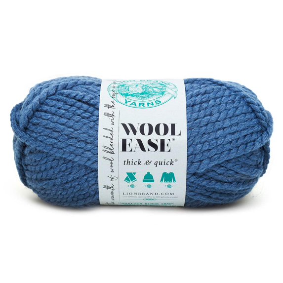 Lion Brand Wool-Ease Thick & Quick Yarn - Solids Yarn for Knitting, Crochet, Weaving, Arts & Crafts - Denim, Bulk 15 Pack
