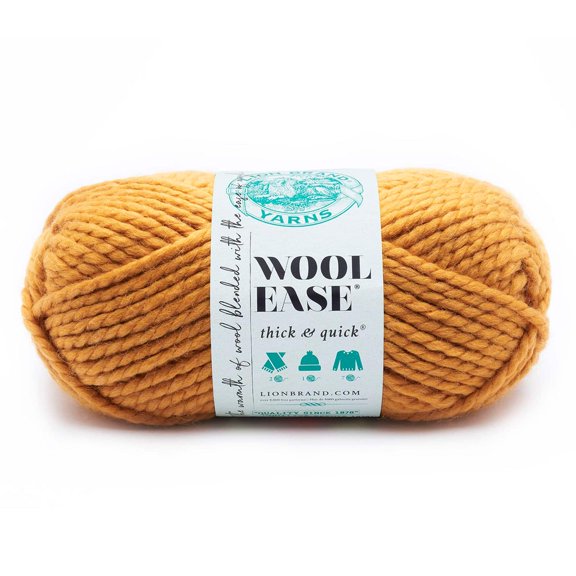 Lion Brand Wool-Ease Thick & Quick Yarn - Solids Yarn for Knitting, Crochet, Weaving, Arts & Crafts - Mustard, Bulk 15 Pack