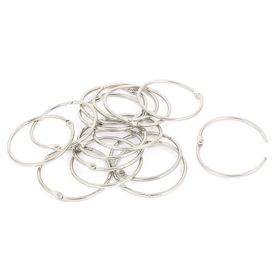 Unique Bargains 15Pcs Loose Leaf Binder Rings 2 Inch Metal Book Rings Binding Rings for Index Card, Flashcard, Shower Curtain, Keyrings