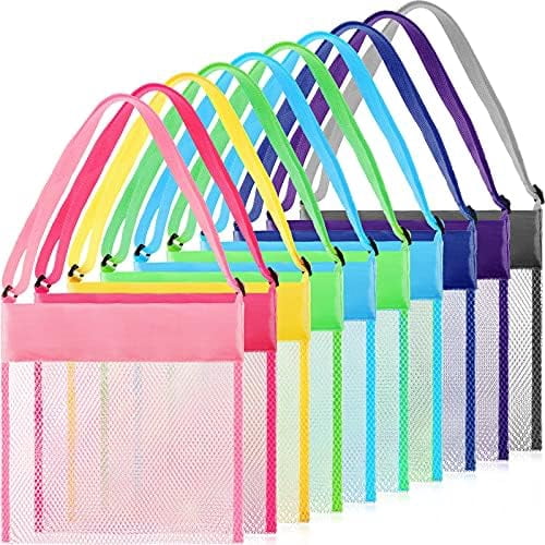 15 Pack Mesh Beach Tote Bag, Seashell Bags, Bag Toys Organizer for Holding Beach Teens' Toys Market Picnic(Classic Style)