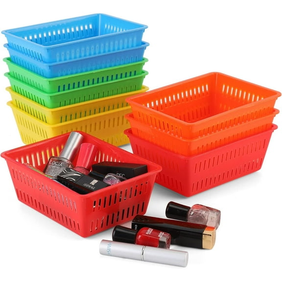 15 Pack Mini Storage Baskets Bins, Plastic Organizer Basket, Ideal for Home Classroom Office.