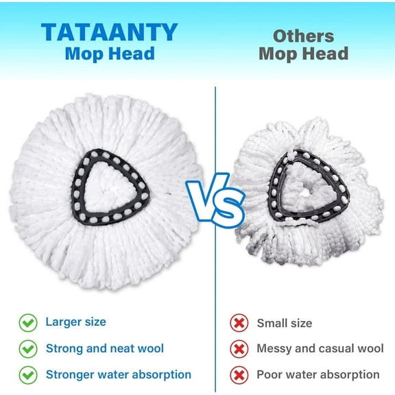 15 Pack Mop Replacement Heads for  Spin Mop System - Microfiber Machine Washable Cleaning Refills