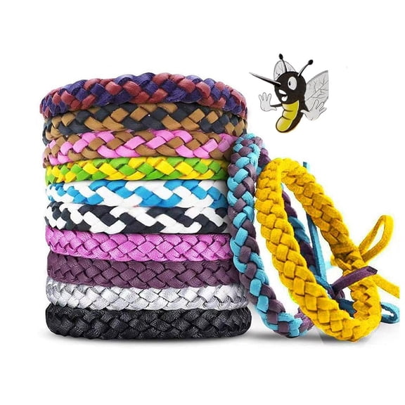 15 Pack Mosquito Repellent Bracelet ,Adjustable Leather Band,300 Hours Insect Repellent Protection, Deet-Free,Natural Insect Repellent BraceletSuitable for All Ages.