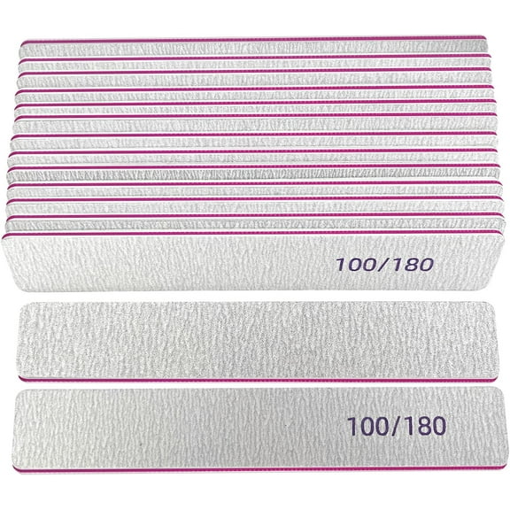 15 Pack Nail File Set, Professional Square Double-Sided Grit Nail Files