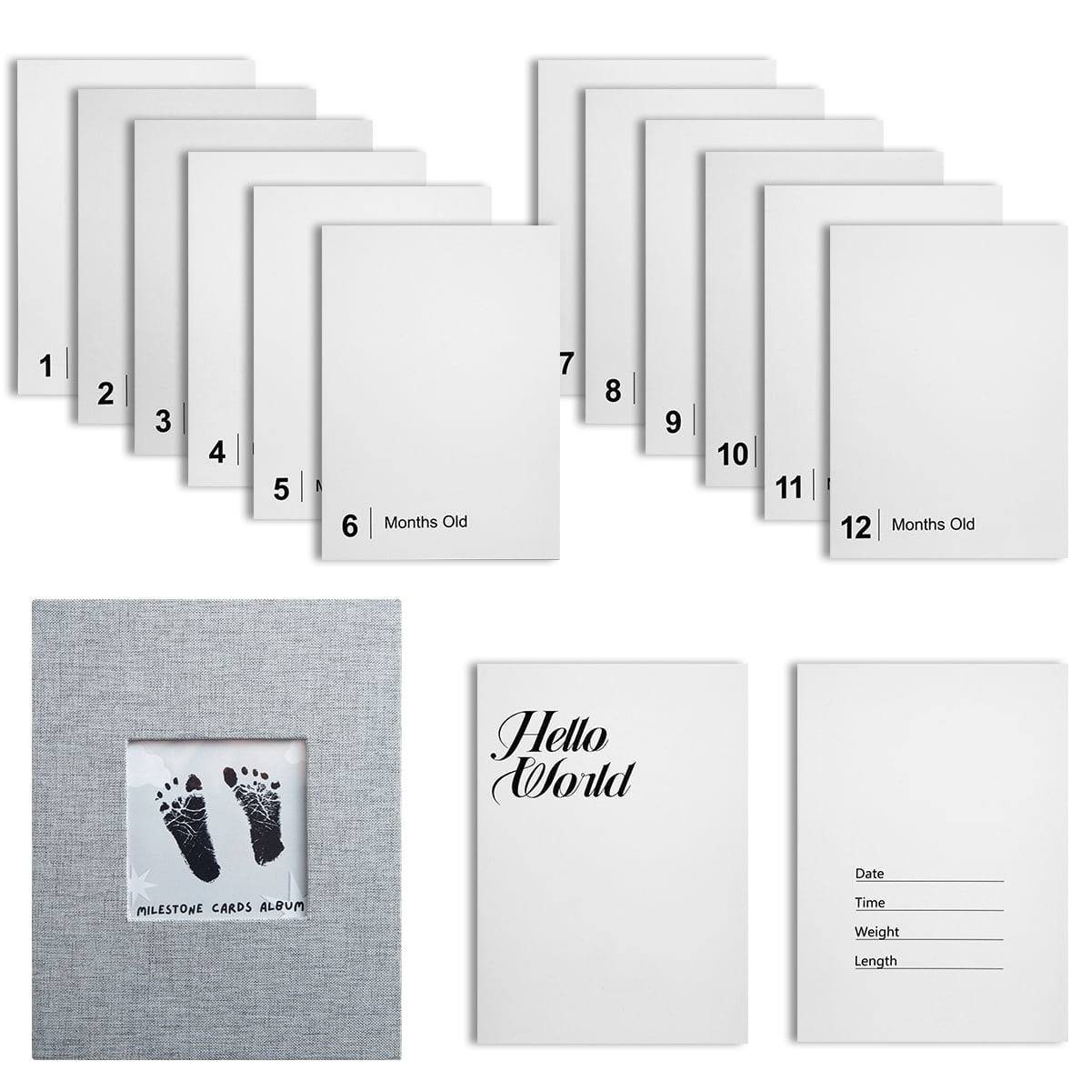 15 Pack Newborn Inkless Monthly Milestone Family Baby Handprint Footprint Kit New Parents Gifts Ink Pad for Baby Hand and Footprints, Dog Paw Print Kit,Dog Nose Print Kit, Clean Touch Newborn Print