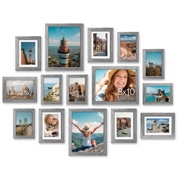 15 Pack Picture Frames Collage Wall Decor For Mounting Or Tabletop Display Gallery Frame Set Family Multi Sizes Including 3pcs 8x10 6pcs 5x7 4x6 Grey