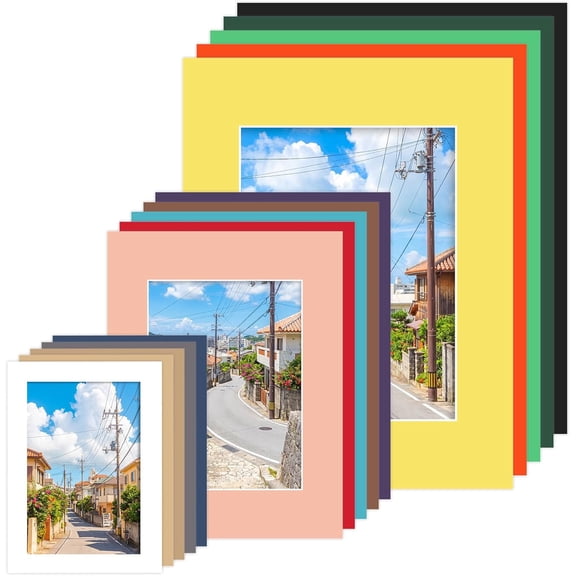 15 Pack Picture Mats, Mixed Colors Frame Mattes for Pictures Photo Frame Mat Core Bevel Cut for Photos, Prints, Artworks (5x7, 8x10, 11x14 Inches)