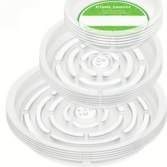 HOMNEER 15 pack Plant Saucers, Durable Flower Pot Drip Trays, Round Durable Plastic Trays for Indoors and Outdoors