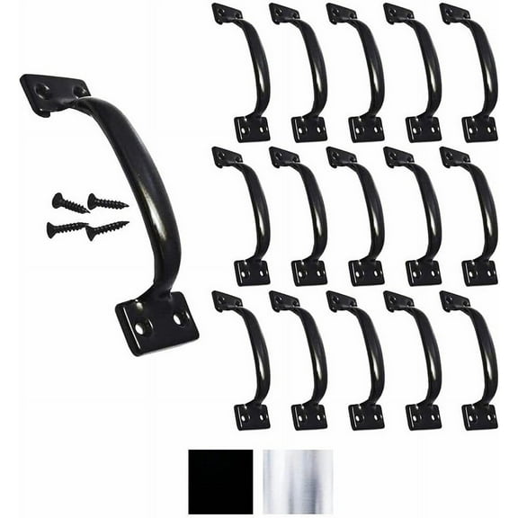 15 Pack, Premium Black Pull Handle 5-3/4" Utility Door Pulls, Black Handles For Home Improvement, Barn Door Hardware With Screws