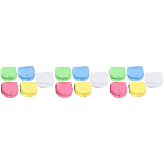 15 Pack Retainer Case with Vent Holes, Multicolor Dental Storage Container for Aligners