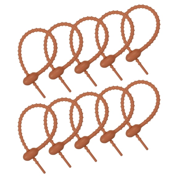 15 Pack Reusable Silicone Ties, 7 Inch Cable Ties, Bread Ties Brown