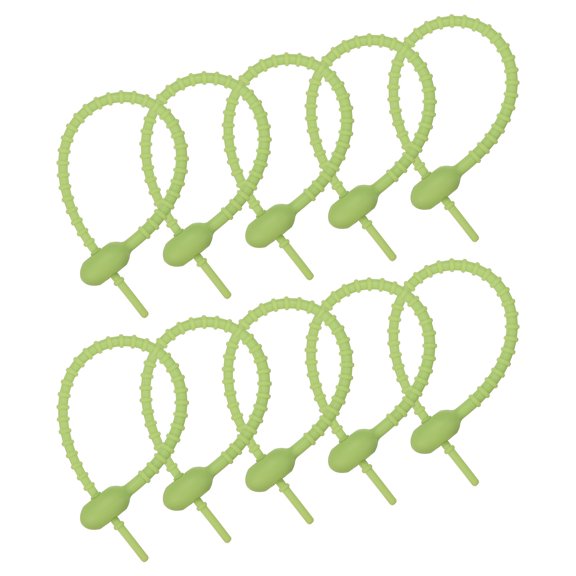 15 Pack Reusable Silicone Ties, 7 Inch Cable Ties, Bread Ties Light Green