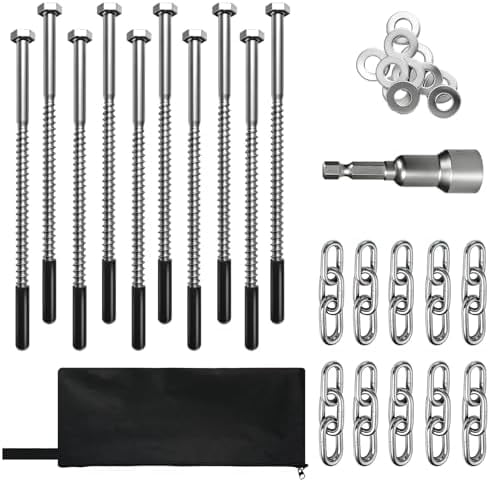 15 Pack Screw in Tent Stakes Heavy Duty,8 ’’ Ground Anchors Screw in,Metal Stakes with Hex Head Driver and Sturdy Storage Bag. (15)