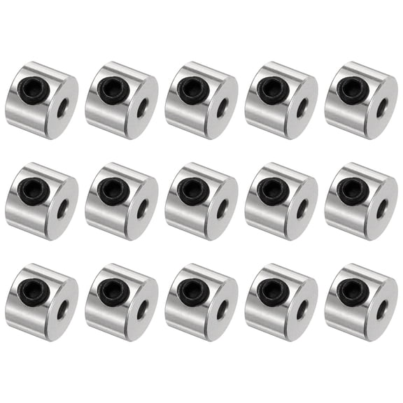 15 Pack Set Screw Collars 2.05mm Bore Shaft Collars, 7mm OD, 5mm Width, Drill Stop Collar, Carbon Steel