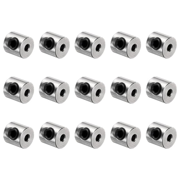 15 Pack Set Screw Collars 2mm Bore Shaft Collars, 7mm OD, 7mm Width, Drill Stop Collar, Stainless Steel