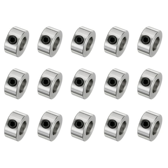 15 Pack Set Screw Collars 5.05mm Bore Shaft Collars, 10mm OD, 5mm Width, Drill Stop Collar, Carbon Steel