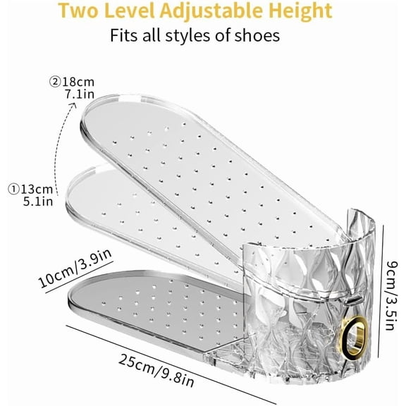 15 Pack Shoe Slots Organizer, Adjustable Shoe Stacker for Closet Storage, Clear Double Layer Space Saver