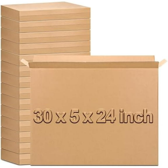 15 Pack Side Loading Box 30"l x 5"w x 24"h, Corrugated Cardboard Boxes fit for Moving, Storing, Packing & Shipping, Ideal for Tv's, Picture Frames, Mirrors & Art$$Office