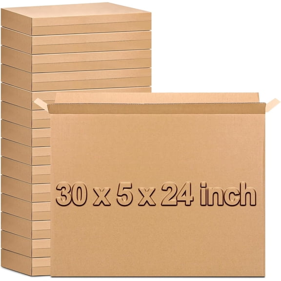 15 Pack Side Loading Box 30"l x 5"w x 24"h, Corrugated Cardboard Boxes fit for Moving, Storing, Packing & Shipping, Ideal for Tv's, Picture Frames, Mirrors & Art