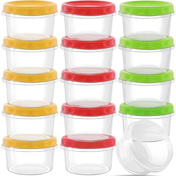 15 Pack Small Plastic Containers with Lids,Twist Top Deli Containers,8 Oz Food Storage Containers,Reuseable Freezer Containers for Food with Screw On Lids,Stackable,Leakproof,Dishwasher Safe