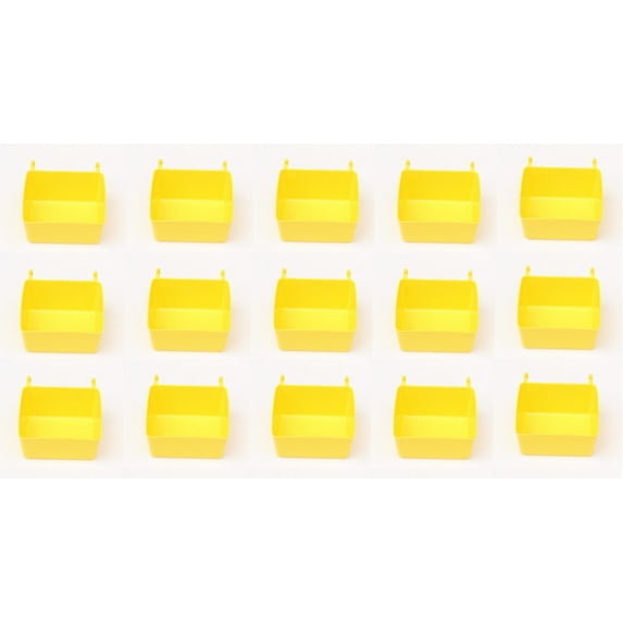 15 Pack Small Plastic Pegboard Storage/Parts Bins - Yellow