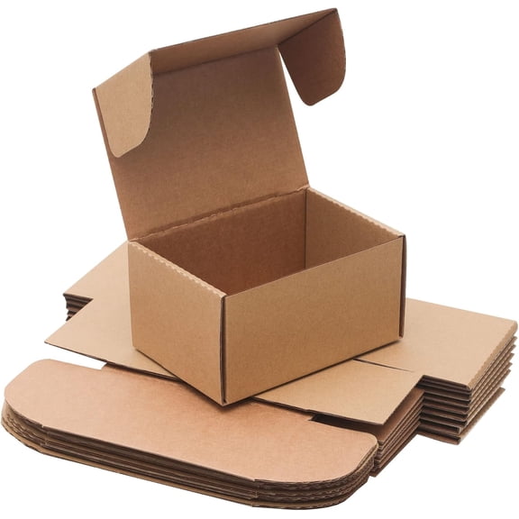 15 Pack Small Shipping Boxes 6x4x3'' Corrugated Small Cardboard Boxes for Shipping, Recyclable Packaging Boxes for Business, Mailer, Gift Packing, Crafts Packing, Jewelry Box, Brown