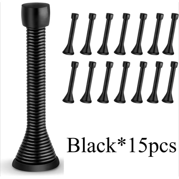 15 Pack Spring Door Stoppers for Bottom of Door, 3.1" Heavy Duty Satin Nickel Door Stop for Wall Protection, Doorstops for Inside Door with Rubber Bumper Tip