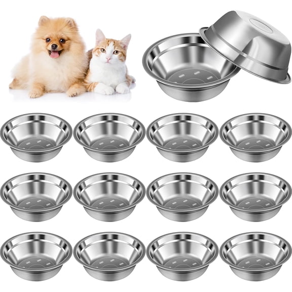 15 Pack Stainless Steel Dog Bowls Bulk, 15 oz Pet Food Water Bowls for Small Dogs/cat, Dishwasher Safe Feeder for Multi-pet Homes/pet Shop