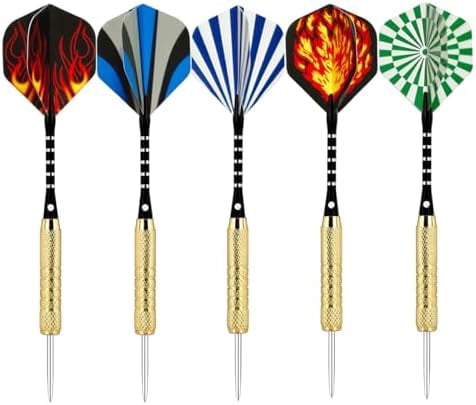 15 Pack Steel Tip Darts 18 Grams, Professional Darts Metal Tip Set with Aluminum Shafts, Standard Flights, Rubber O'Rings and Extra Dart Sharpener