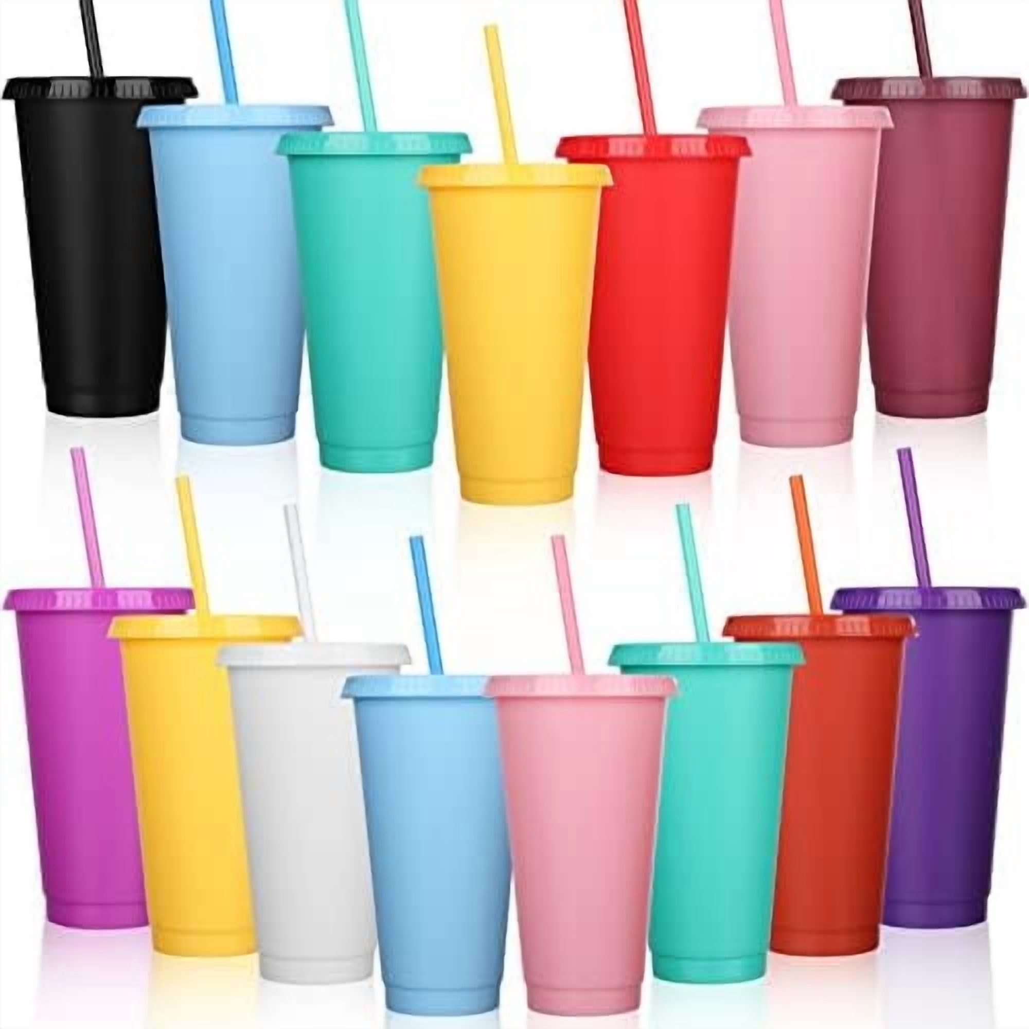 15 Pack Tumbler with Straw and Lid Bulk Water Bottle Iced Coffee Travel ...