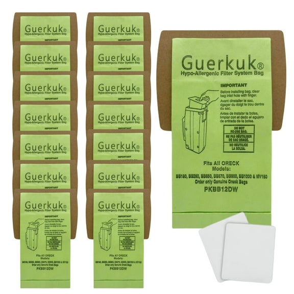 15 Pack Type BB Compact Canister Bags Replacement for Oreck XL Buster B Canister Vacuum bags PKBB12DW BB180 BB280 BB850 BB870 BB900 BB1000 MV160 with 3 Motor Filter