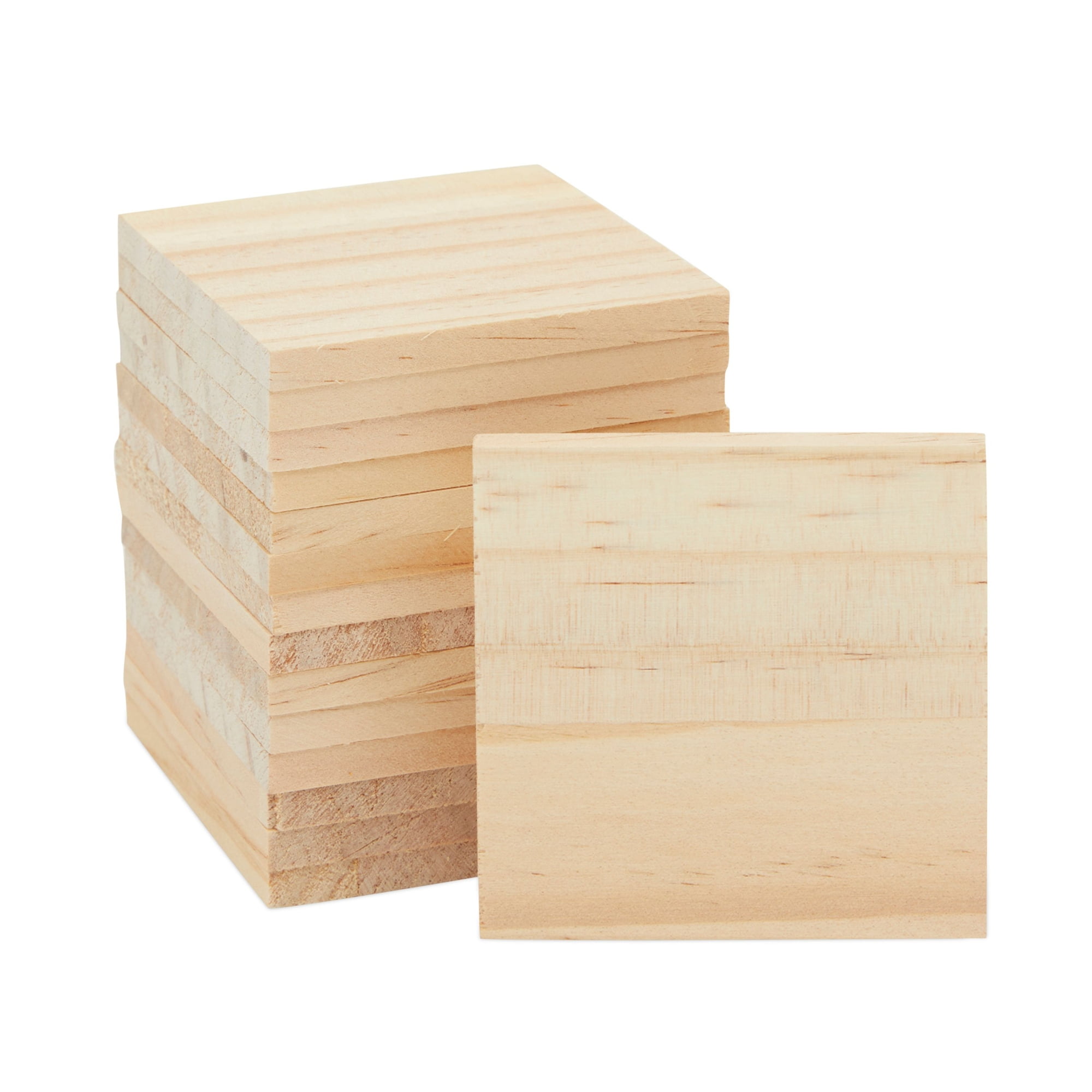 15-Pack Unfinished Wood Squares for Crafts - 3 x 3 Inch Blank Wooden Tiles for Burning, DIY Supplies, Coasters, Cutouts, and Engraving