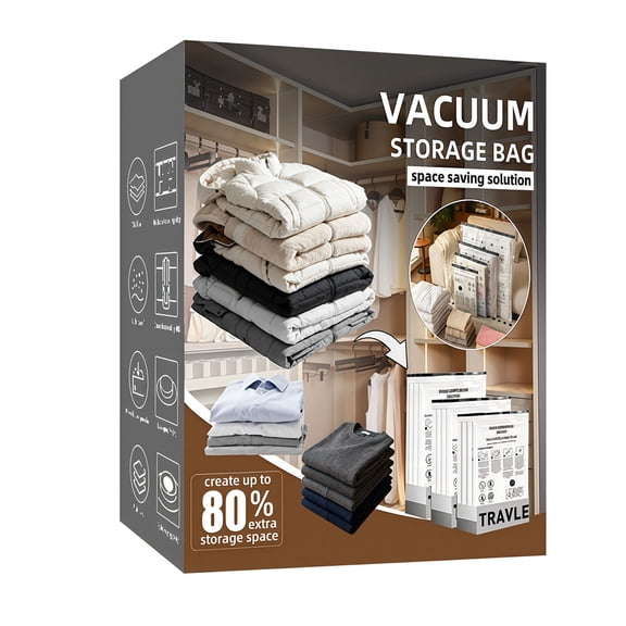 15 Pack Vacuum Storage Bags, 80% Compression Vacuum Seal Space Saver Plastic Packaging Bags for Clothes, Blankets, Pillow, Bedding, Comforters, Sealer Clothing Storage, (5 Small, 5 Medium, 5 Large)