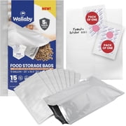 15 Wallaby Mylar Bags with Zipper - Bundle - 5 Gallon (5 Mil) with 20 2500cc Oxygen Absorbers, 20 Sticker Labels - Heat Sealable, Food Safe, Long Term Food Storage & Survival
