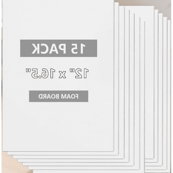15 Pack White Foam Board, 11.75 x 16.5 Inch, 3/16 Inch Thick Foam Core Sheets for Projects, Display and Crafts