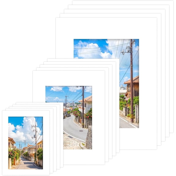15 Pack White Picture Mats for 5x7, 8x10 & 11x14 Frames