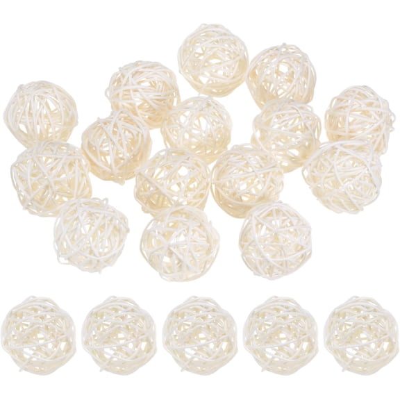 15-Pack Wicker Rattan Balls 50mm/2 Inch Decorative Rattan Balls Orbs Vase Fillers Bowl Fillers for Christmas/Weddings/Thanksgiving/DIY Crafts/Home Decor [White]