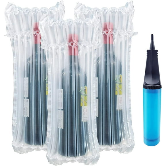 15 Pack Wine Bottle Protector, Reusable Inflatable Bubble Cushion Wrap, Safety Choice for Glass Bottles in Transport with Luggage,Inflatable Bag With Free Pump (Pump color random)