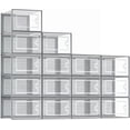 thumbnail image 1 of DQQKMM 15-Pack XL Shoe Storage Box, Clear Shoe box Plastic Stackable Shoe Organizer for Closet, Space Saving Foldable Shoe Rack(gray), 1 of 8
