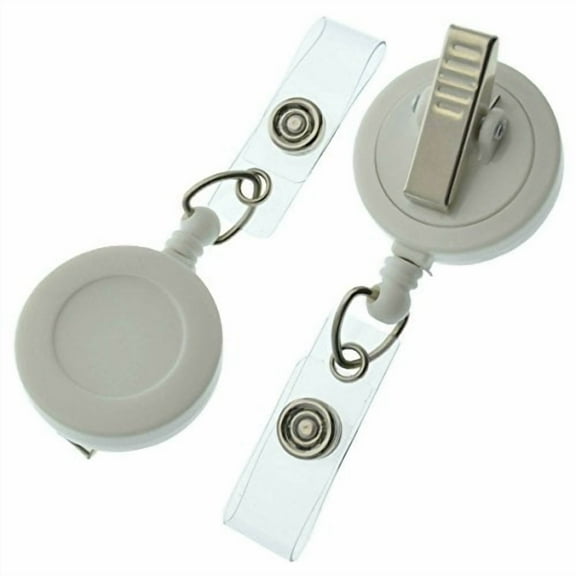 15 Pack of Premium Retractable ID Badge Reels with Alligator Clip in Solid Colors (White)
