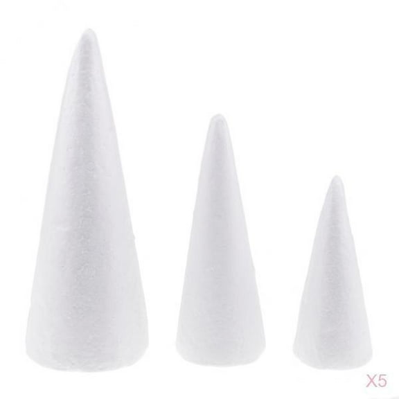 15 Packs 15/20/25cm Cone Foam for Handmade Modelling DIY